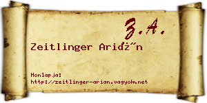 Zeitlinger Arián névjegykártya